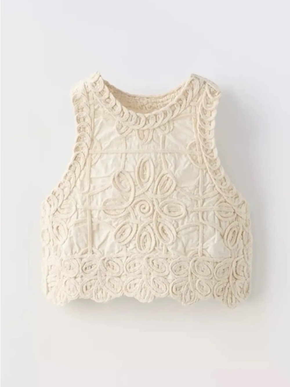 Zara kids Ecru Cream Lace Crochet Crop Top for girls SIZE 2-3yr Macrame knit top